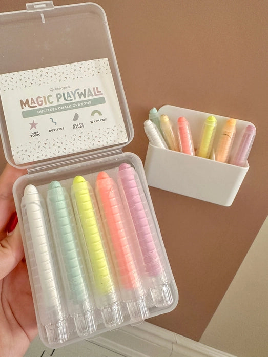 Dustless Chalk Crayons + Magnetic Holder Bundle For Magic Playwall