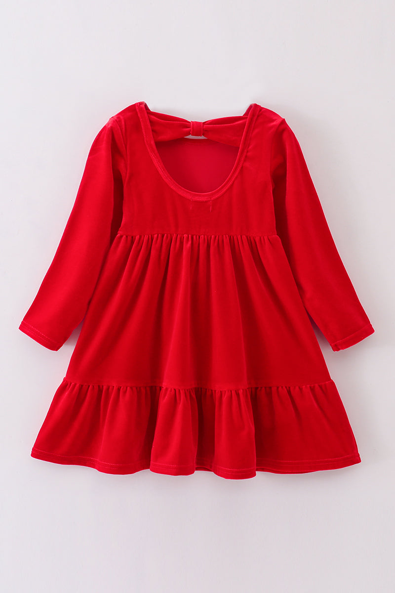 Red Velvet Tiered Ruffle Dress