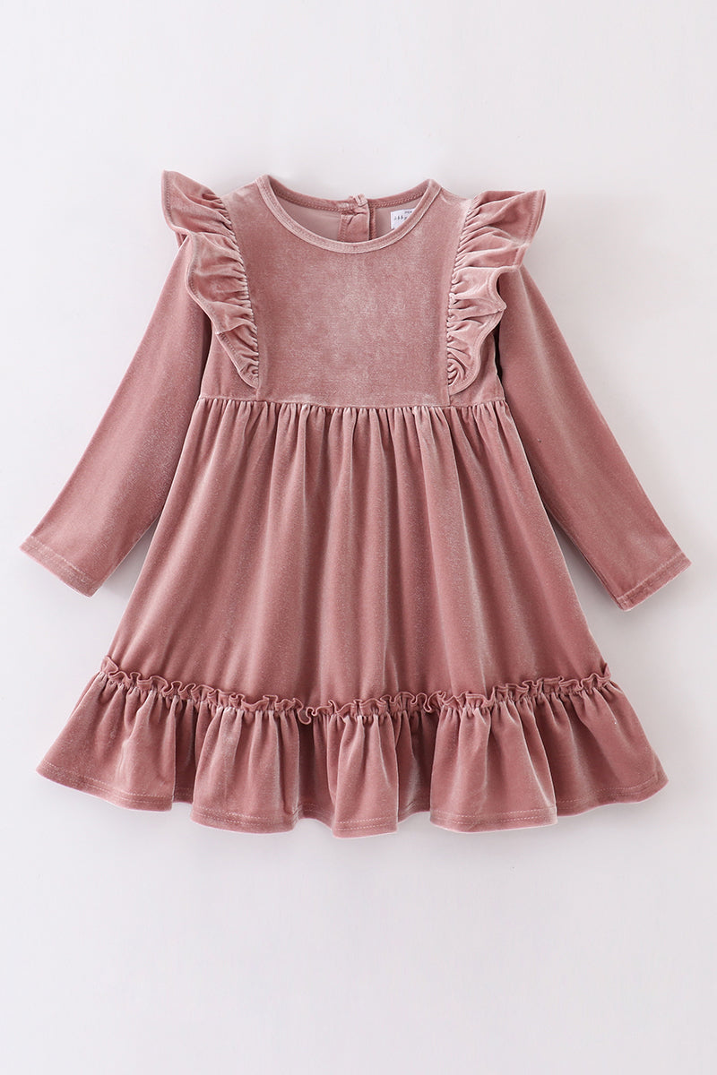 Velvet Sand Ruffle Dress