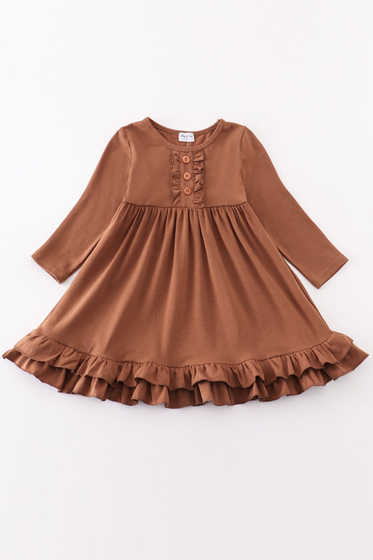 CHOCOLATE RUFFLE GIRL DRESS