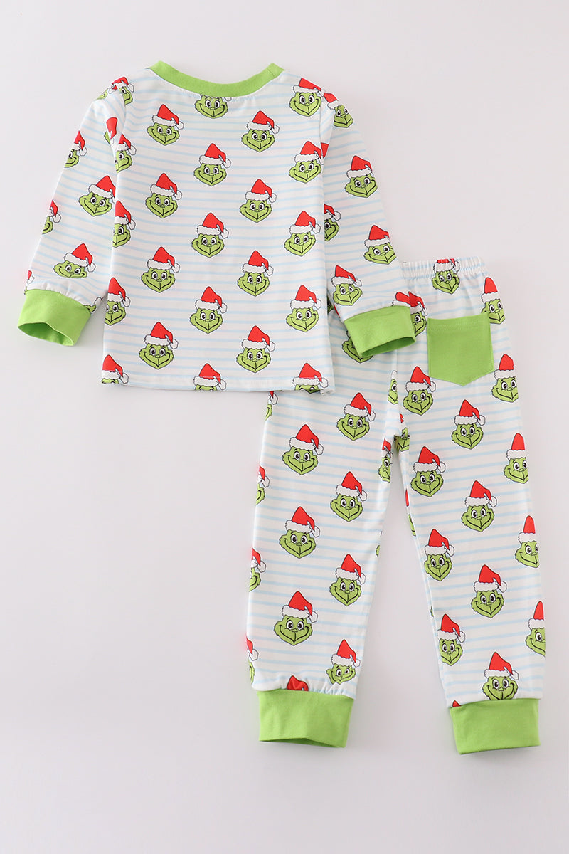 Mr. Grinch Green Stripe Boys Pajamas