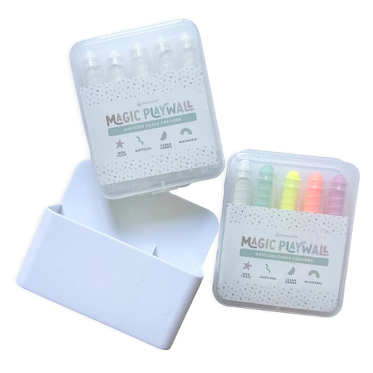 Dustless Chalk Crayons + Magnetic Holder Bundle For Magic Playwall