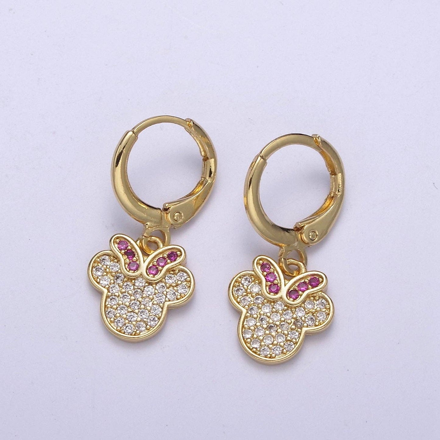 Bowed Magic Mouse Kid's Huggie Earrings | 24K Gold Filled