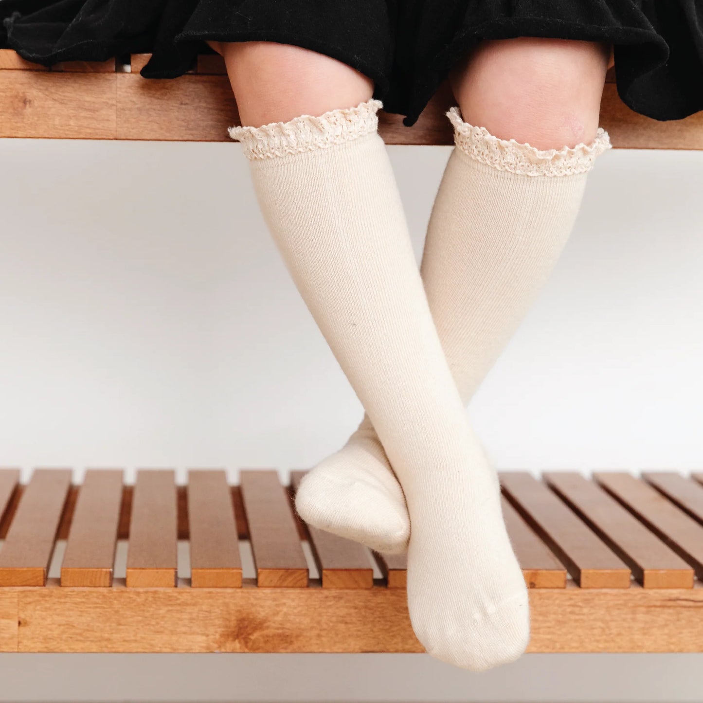 Vanilla Lace Top Knee High Socks